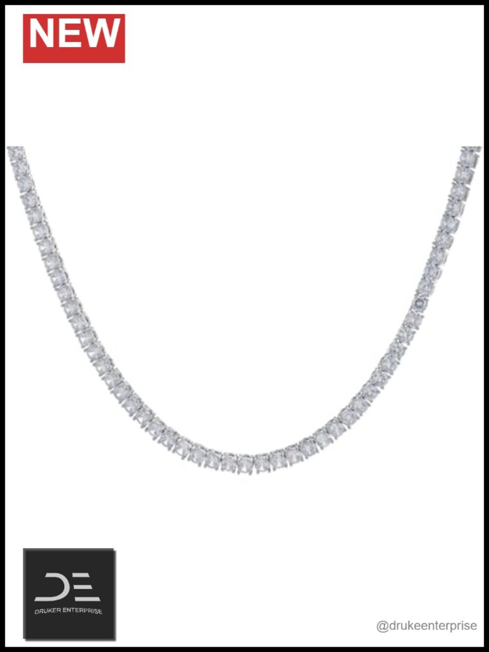 45 CTW White CZ Tennis Necklace for Women, Silver-Tone Brass, Sparkling